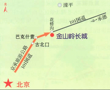 金山嶺長城路線圖